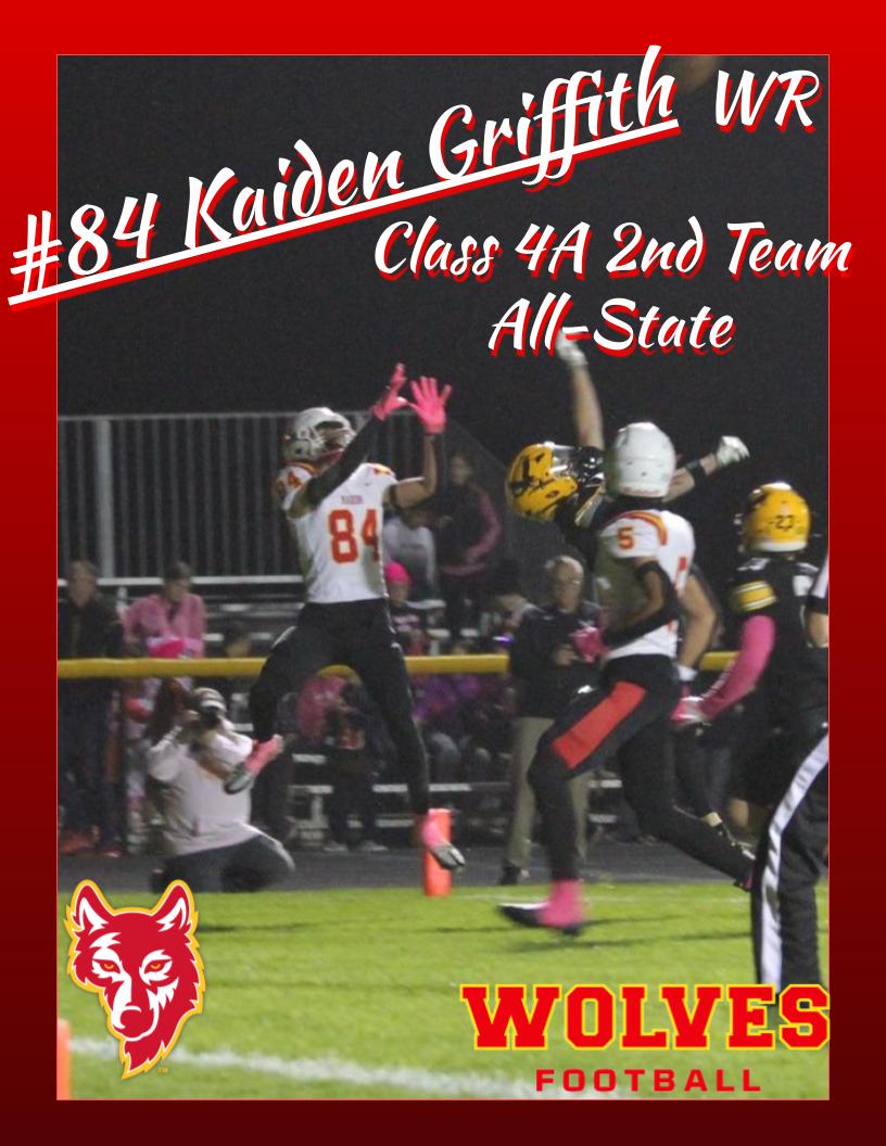 We have TWO players who earned All-State recognition by the IPSWA!
Sr WR Kaiden Griffith and Jr LB Logan Tilkes were each voted 2nd team members. This puts Kaiden and Logan as two of the BEST players in the state of Iowa at their respective positions! Congratulations gentlemen!