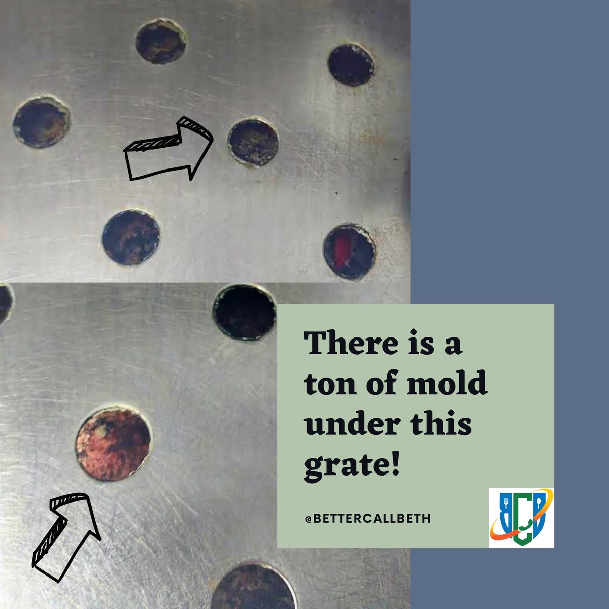 BetterCallBeth_'s tweet photo. Hidden mold in your establishment poses a risk to your employees and your customers.

Even molds than are less dangerous than black mold or toxic mold can lead to respiratory and skin issues.

If there's mold in your restaurant, you'd Better Call Beth!

#foodsafety #BCB #Food https://t.co/4UG597bWAQ