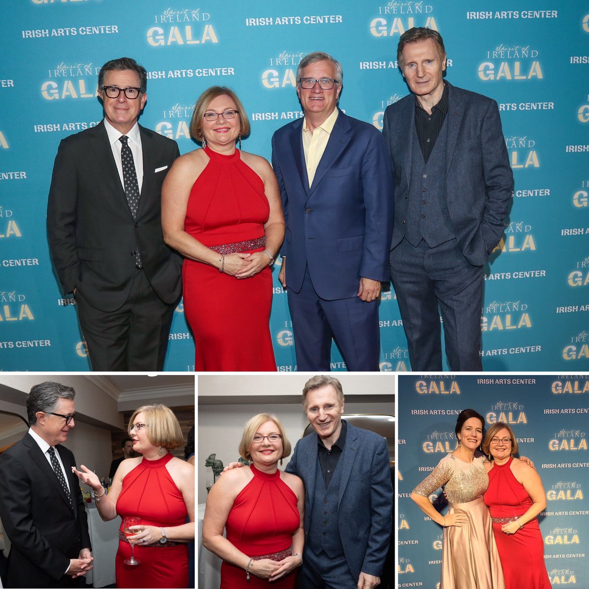 Congratulations to our friends at @IrishArtsCenter on a wonderful #SpiritOfIreland Gala, where Executive Director Aidan Connolly, Vice Chair Pauline Turley, actor Liam Neeson & Loretta Brennan Glucksman presented honors to late night host Stephen Colbert & @UBS’s Kathleen Lynch.