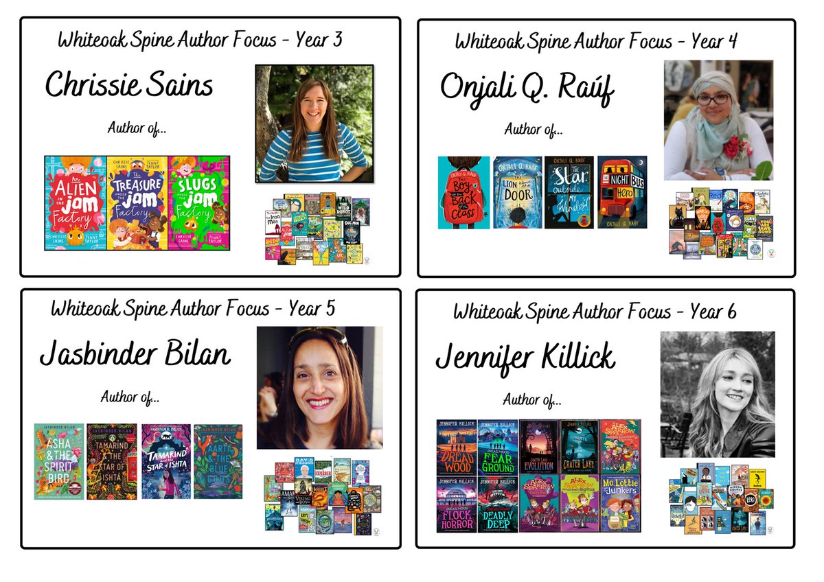 So excited to launch our @WhiteoakNailsea Spine Author focus week this term. An amazing author from our reading spine with new books for their classrooms. @Benji_Davies @RBrightBooks @NadiaShireen @CRSains @OnjaliRauf @jasinbath @JenniferKillick