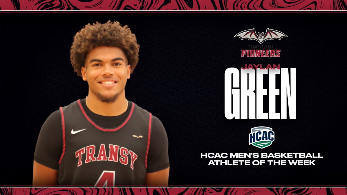 Transy Sports (@transysports) on Twitter photo Congratulations are due to Jaylan Green of <a href="/TransyHoops/">Transy Men’s Basketball</a> for earning HCAC Men’s Basketball Player of the Week!
🔗 tinyurl.com/zj283u4h
#FlyPios🦇 Congratulations are due to Jaylan Green of <a href="/TransyHoops/">Transy Men’s Basketball</a> for earning HCAC Men’s Basketball Player of the Week!
🔗 tinyurl.com/zj283u4h
#FlyPios🦇