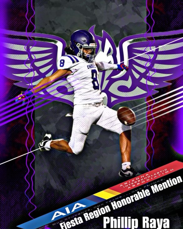 Congrats to our Cesar Chavez Champions on making Fiesta Region Honorable Mention! 💜🤍

YR 24 <a href="/knudson_tyree/">Tyree Calderon</a> QB
YR 24 <a href="/MakhyriHinkle26/">Makhyri (T-ro) Hinkle</a> DB 
YR 24 <a href="/philraya_8/">phillip raya</a> WR/P