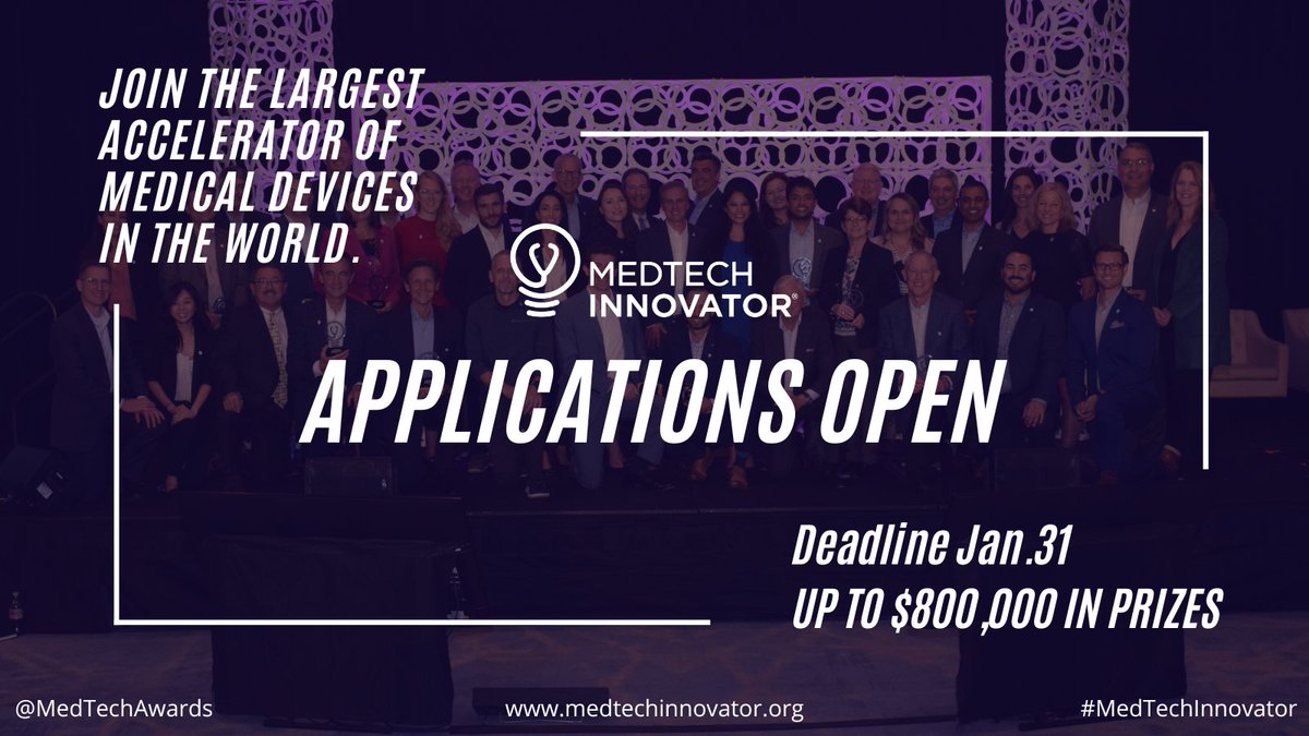 Do you have a groundbreaking med device? It's your time to shine.🪩 MTI applications are open and close on January 31: medtechinnovator.org/apply/ Questions? Register for our application info session on November 30th at 9am PST. us06web.zoom.us/webinar/regist… #medtech #medicaldevice