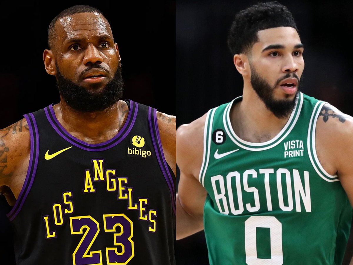YostinNBA's tweet photo. LeBron James vs. Jason Tatum esta temporada:

LeBron:             Tatum:
▫️26.4 ppg    ▫️26.9 ppg
▫️8.1 reb         ▫️8.7 reb
▫️6.5 ast        ▫️4.0 ast
▫️58.6% FG   ▫️50.4% FG

"No top 10" vs. "El mejor SF de la liga" 😭 https://t.co/JOAXgwMO2R