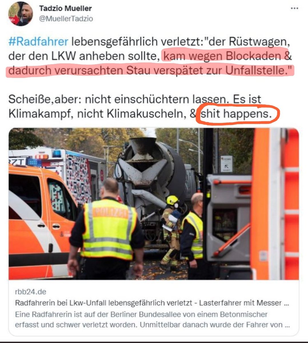 Diese #Klimakleber haben bei mir jegliches Verständnis verspielt. Um das klar zu sagen:

➡️ Die drohende #Klimakatastrophe ist real, sie abzuwenden muss in der Politik absolute Priorität haben.

Aber nicht so. Anstatt, dass sich der Protest mit den Menschen solidarisiert, wendet