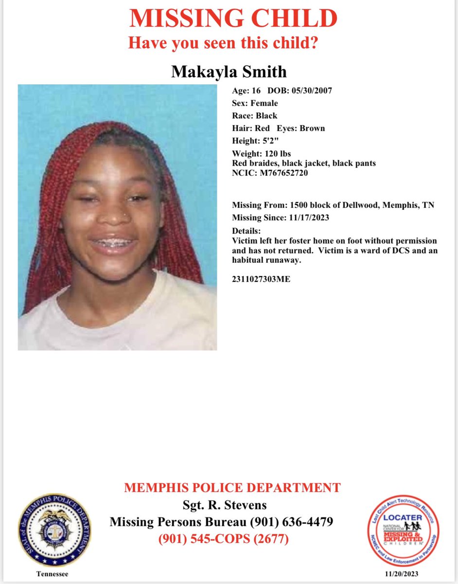 Have you seen Makayla Smith?
Report #2311027303ME
