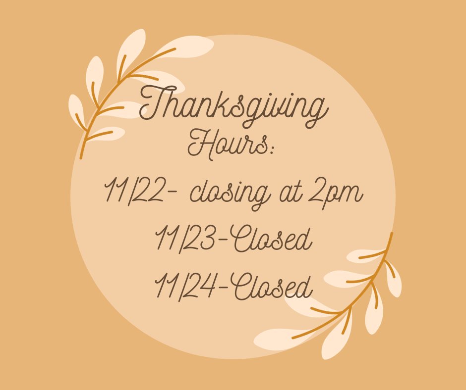 LeighIns's tweet image. 🦃 Thanksgiving Hours 🕰️: Get ready to gobble 'til you wobble! Check out our holiday hours so you can plan your festivities accordingly. Don't miss out on the turkey, pie, and all the trimmings! 🍂🥧 #ThanksgivingHours #FeastModeON #TurkeyDay