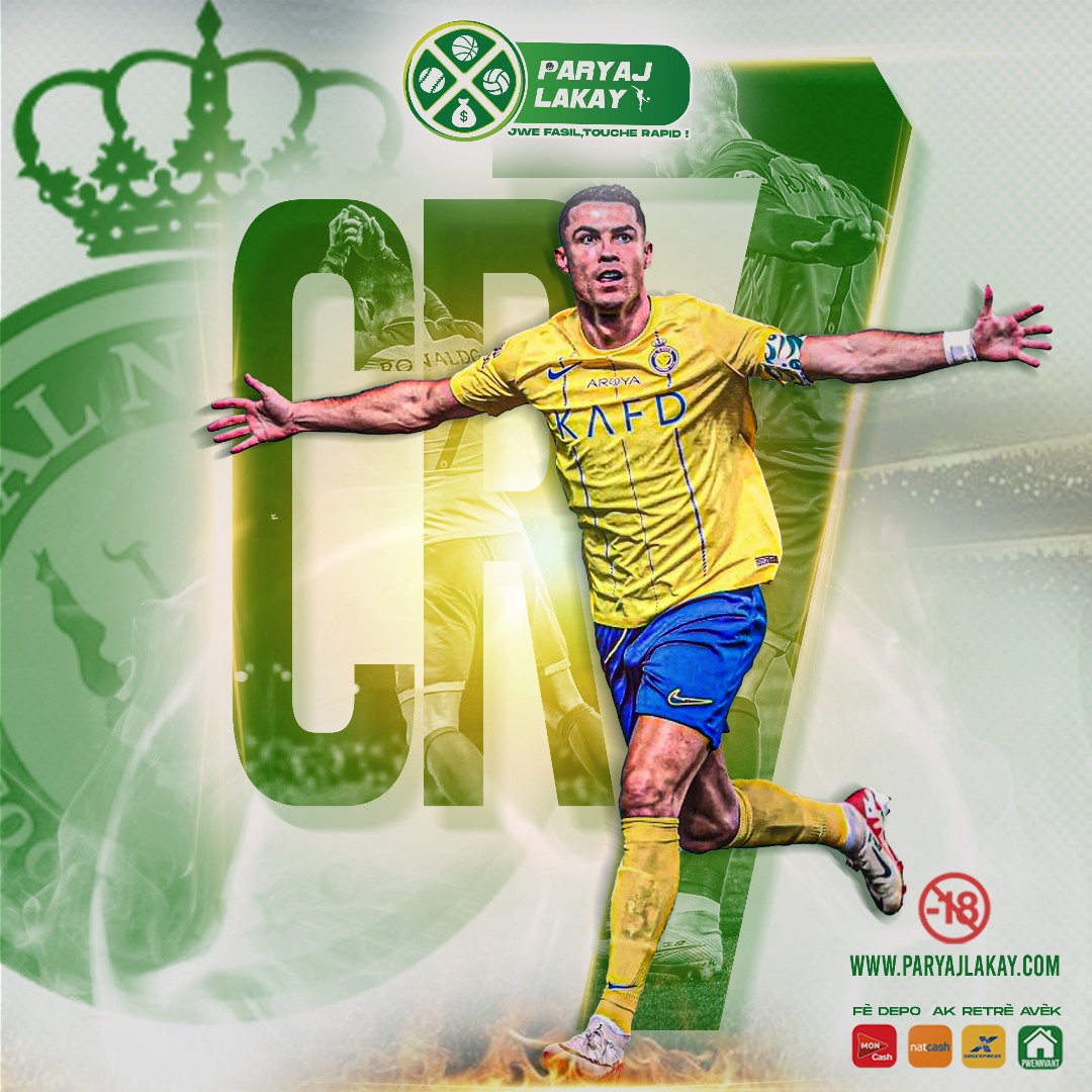 paryajlakay's tweet photo. Cristiano Ronaldo, a 38 lane : 46 Gòl, 12 Pas Desizif.
Nan 50 match pou ane 2023 a.
Bat bravo pou GOAT la.

ParyajLakay, se jwe fasil, touche rapid !
#paryaj #paryajLakay #jweFasil #toucheRapid
#sport #football #goat #cr7 #alnassr #cristianoronaldo
#RoodyRoodboy #JeffOka #DSinger https://t.co/m5KmNOpMIS