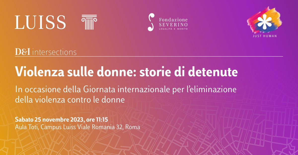 Per il ciclo D&amp;I intersections in occasione della Giornata internazionale per l’eliminazione della violenza contro le donne, l'Aula Toti del Campus di Viale Romania ospita "Violenza sulle donne: storie di detenute".

Con <a href="/emilianadb/">emiliana de blasio</a>, Advisor del Rettore Luiss per