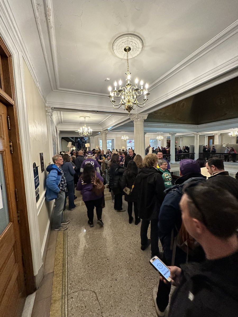 GBLCBoston's tweet photo. Fund public sector contracts now! 60,000 workers are working without funded contracts. Public sector unions have filled the State House today to say, enough is enough!! #solidarityforever #1u @massaflcio https://t.co/3X8jstfuYU