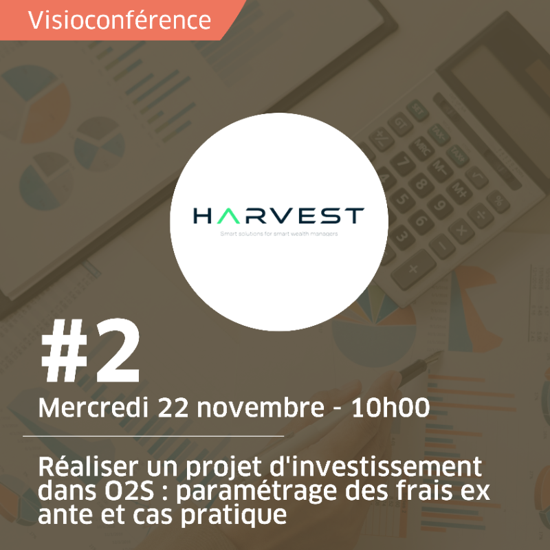 CGP_Entr's tweet photo. 🖥️  Découvrez les fonctionnalités de l'outil O2S avec @HarvestGroupe.

📅 Le 22 novembre 2023 à 10h, nous vous donnons rendez-vous pour une visioconférence dédiée sur l'utilisation d'O2S dans la gestion d'investissements.

#CGP #Investissement #Patrimoine