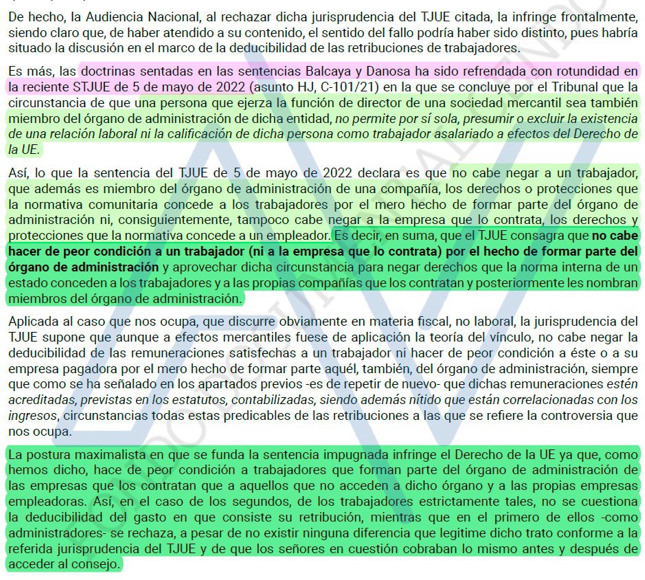 alberto7vazquez's tweet photo. Pese a que el supuesto se fundamenta en negar la deducibilidad por constituir una liberalidad, pues así lo asevera la sentencia, ¿caminamos por fin hacia la cordura jurídica en la célebre deducibilidad de la retribución de los administradores?
STS 4594/2023, Rec. 3940/2022. https://t.co/LqPgVo0TMC