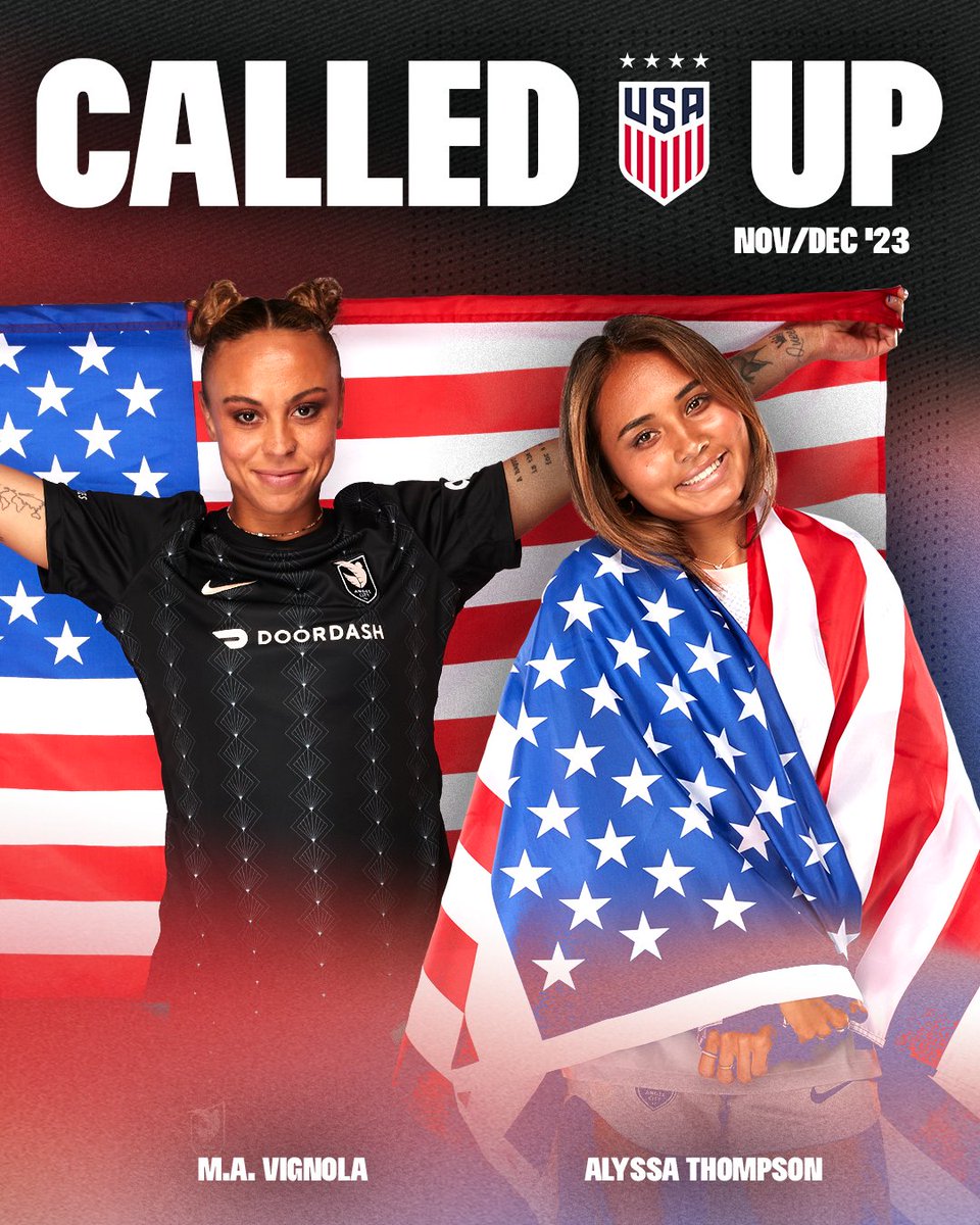 🇺🇸 Double the pride! <a href="/MAVignola/">MA Vignola</a> and Alyssa Thompson have been called up to represent the <a href="/USWNT/">U.S. Women's National Soccer Team</a>. Save the dates: Dec. 2 and Dec. 5, as they face China PR  on the road to the Paris Olympics 2024. 
Let's show our support for these ACFC stars! 👏👏👏