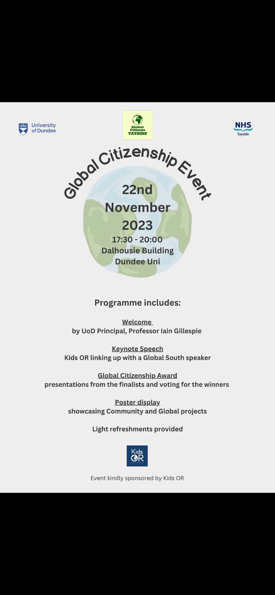 We are over the moon to have been selected as finalists for the Undergraduate Global Citizenship Award 🎉 ❤️ Please come along and support us at the @dundeeuni & @NHSTayside Global Citizenship Event this Wednesday (17:30) in the Dalhousie Building… see you there! 🤩🤞🏻