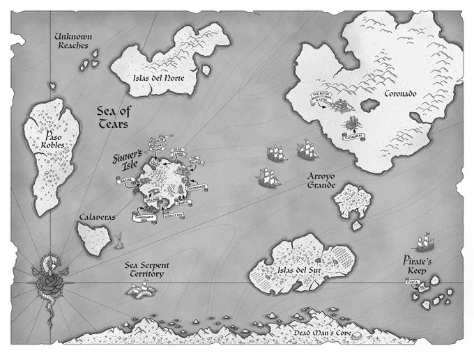 Interior map for Sinner's Isle by @montoyasangel . Thank you to AD April Ward and the team at Penguin Randomhouse! 🖤☠️