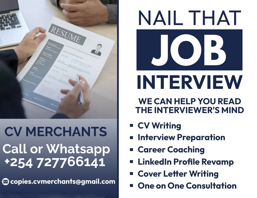 ⏰ Contact 0727766141/ DM @CvMerchant to upgrade your CV, LinkedIn and cover letters
Open doors to new opportunities today 💯

#KCPE Korir Rudisha Hongo Oscar Sudi Snoop Eden Hazard Mane Chelsea Muthama Smash #LandsPSExposed SHIF Uhuru Toney