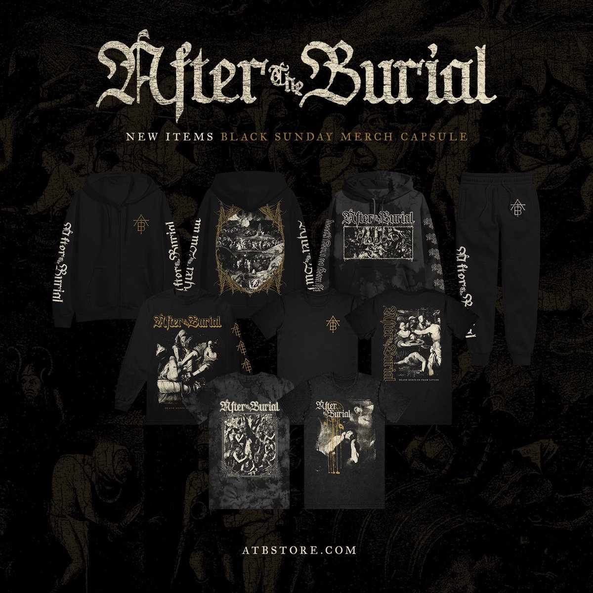 aftertheburial's tweet photo. The darkest day of the year just got a whole lot heavier. Our Black Sunday Capsule has arrived along with 25% select merchandise for a limited time.
🌲 ♾️ 🌲
Acquire yours @ https://t.co/9cFxzrLV3q
#aftertheburial #embracetheinfinity https://t.co/ZfCscldxG2