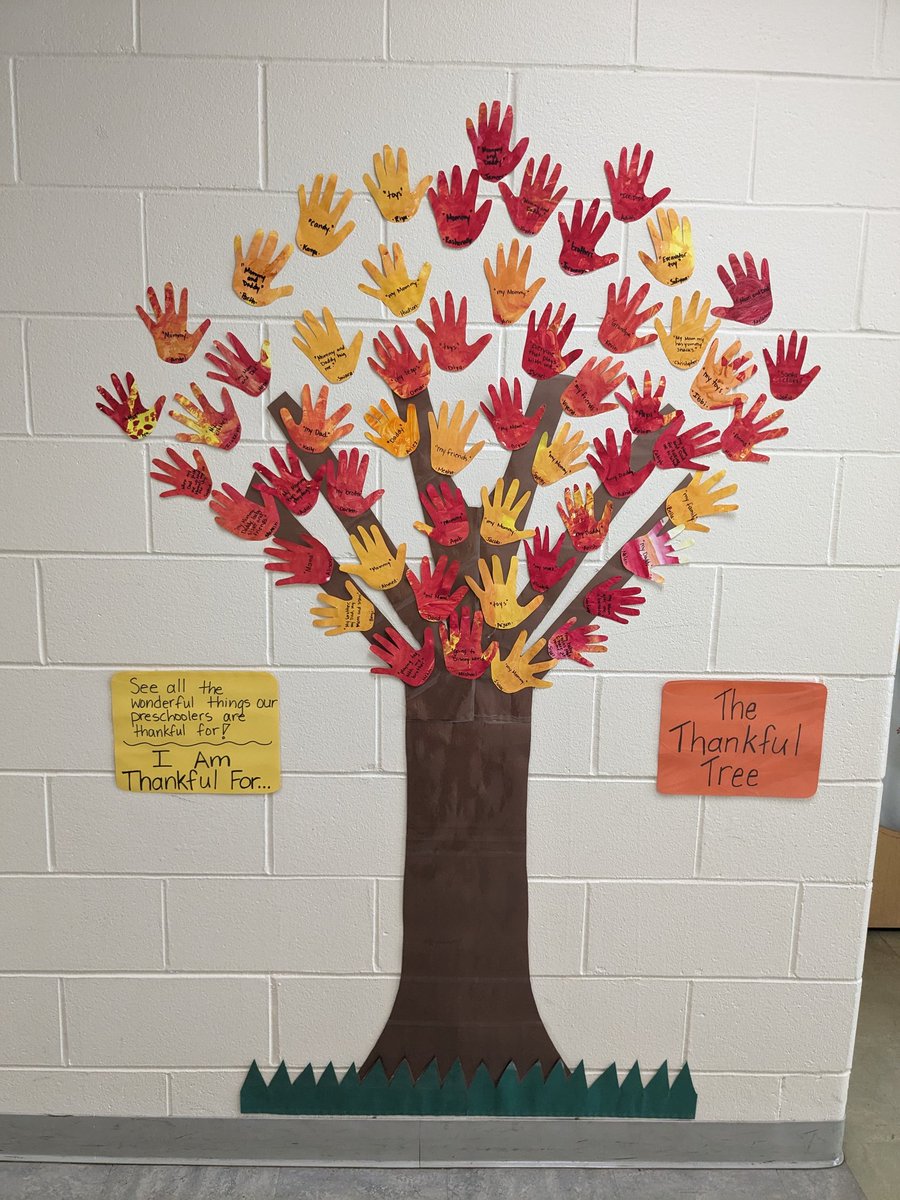 MrsCabreraLP's tweet photo. Preschool is feeling extra thankful this week! Our project is complete and our little ones are so excited to see their handprint leaves on display. @NBTPreschool @LivingstonPark @MauraC_atLP @MissVatLP @MissNigro @MrsDavid_ #ThankfulTree #TreesStudy #PreschoolSpecialAreaTeacher https://t.co/saMADXgDg5