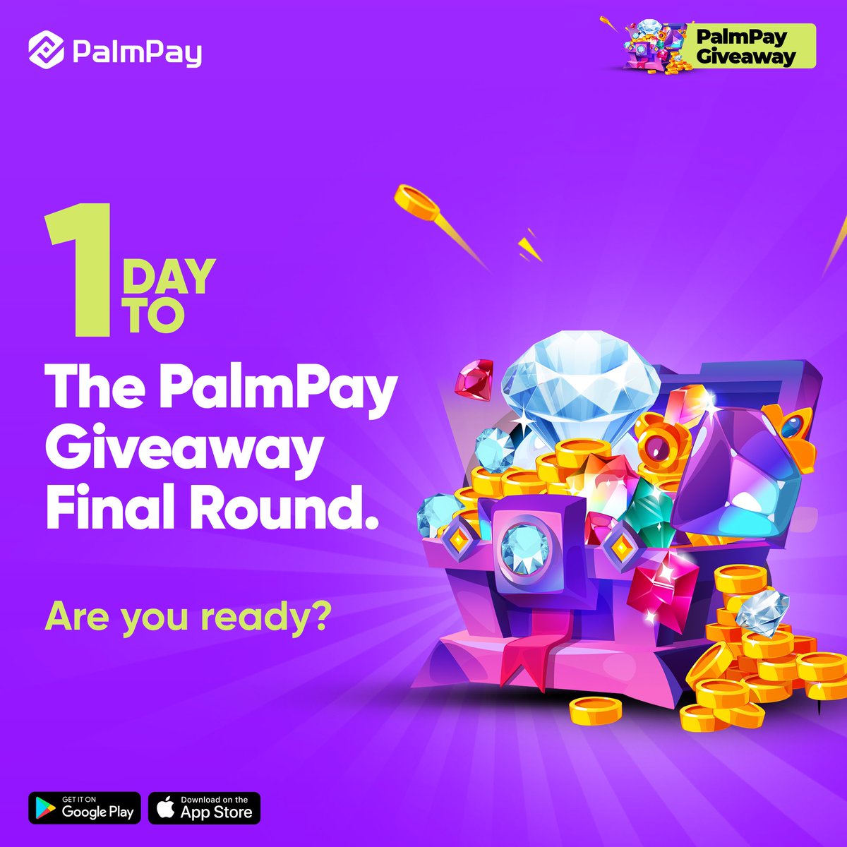 palmpay_ng's tweet photo. It's going down tomorrow!✨

Are you in the winning pool ready to take your own share of the final 130million? Don't miss out on the last round! 

Go on a diamond hunt today for a chance to win! Click the link to get started https://t.co/9kBqXJfeQo

#PalmPay #PalmPay300MGiveaway https://t.co/YjKFxHtm62