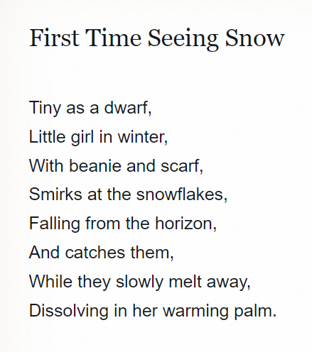 PoetryInHere's tweet photo. Daily Poem (1) #poetrylovers #PoemADay #poetrycommunity #poets  #snow #snowflakes #memories #childhoodmemories #cold #winter #melting https://t.co/WVi91N7RMj