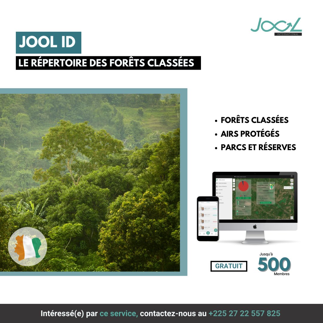 🌳 Une base de donnée fiable pour faciliter la gestion de votre coopérative.

➡️ Rendez-vous sur jool-id.com

Nous contacter :
📲+225 27 22 557 825
📩info@jool-international
