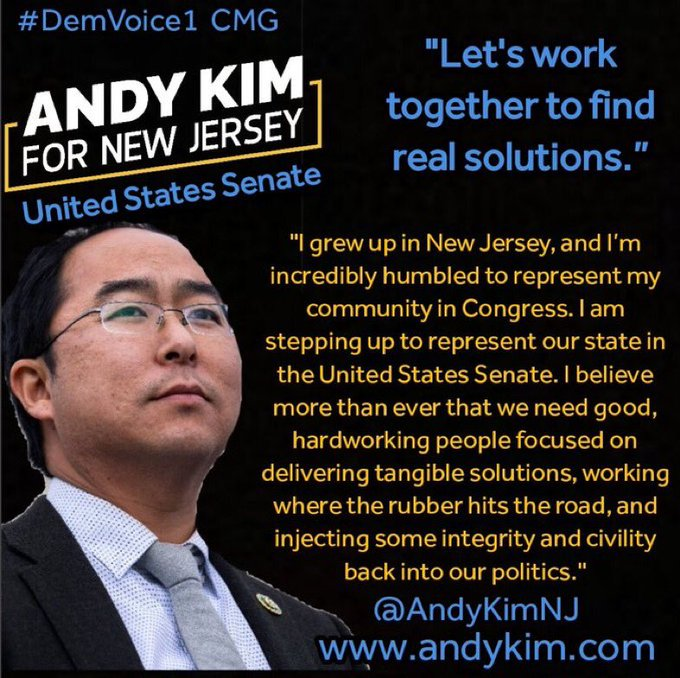 b/c Gold Bar Bob (D-Egypt) Menendez, if anyone can win off the line it's Andy Kim.

From Newark to Morristown, Sussex to Cape May.  Across the state, we'll be out canvassing for KIM.

<a href="/AndyKimNJ/">Andy Kim</a> New Jersey

Rep. Andy Kim for US Senate in June Primary
#DemVoice1 #FRESH #DemCast
