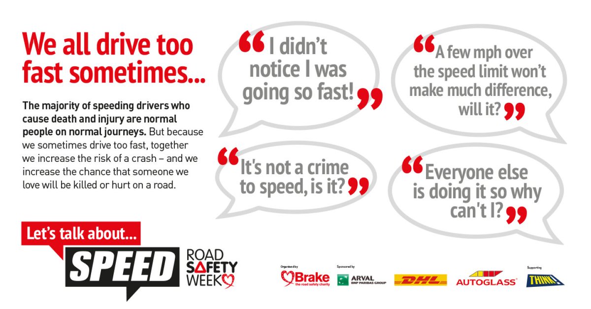 It's the start of <a href="/Brakecharity/">Brake, the road safety charity</a>'s #RoadSafetyWeek which, this year, highlights the issue of speeding on our roads. 

This #RoadSafetyWeek  'Let's talk about speed' and how it can devastate lives.