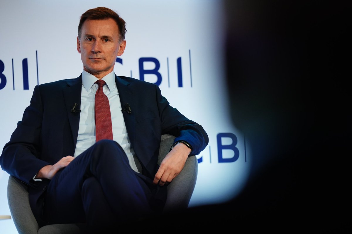 Chancellor of the Exchequer Jeremy Hunt speaking at the Confederation of British Industry (CBI) conference, General Election Countdown: Raising the Voice of Business, at the QEII Centre, London