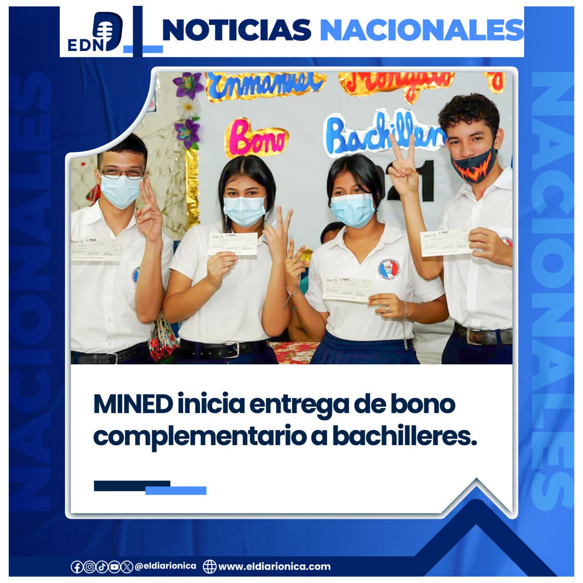 A partir de este 🗓 lunes 20 al viernes 24 de noviembre se entrega bono complementario a más de 70 mil bachilleres 👨🏻‍🎓👩🏻‍🎓 de todos los centros educativos públicos del país.  #Nicaragua