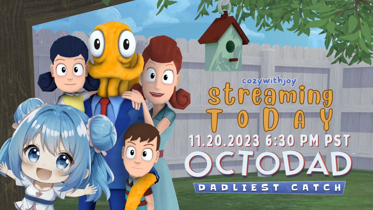 cozywithjoy's tweet image. Happy Monday friends!!

I am going to be playing this wacko crazy game, #Octodad, today! The week of gathering and giving thanks 🥰 Let's enjoy this game together!!~

Streaming at today at 6:30 PM PST!

twitch.tv/cozywithjoy
#vtuber #vtuberen #vtuberuprising