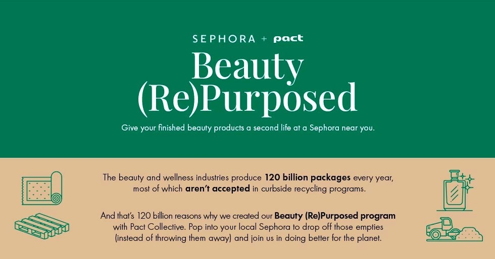 GeorgeAxelle's tweet photo. So proud of the impact we're making at SEPHORA with the Beauty (Re)Purposed program, in partnership with Pact Collective. #BeautyRepurposed #Sustainability https://t.co/90wTItHlcA https://t.co/j5lGS0QyJp