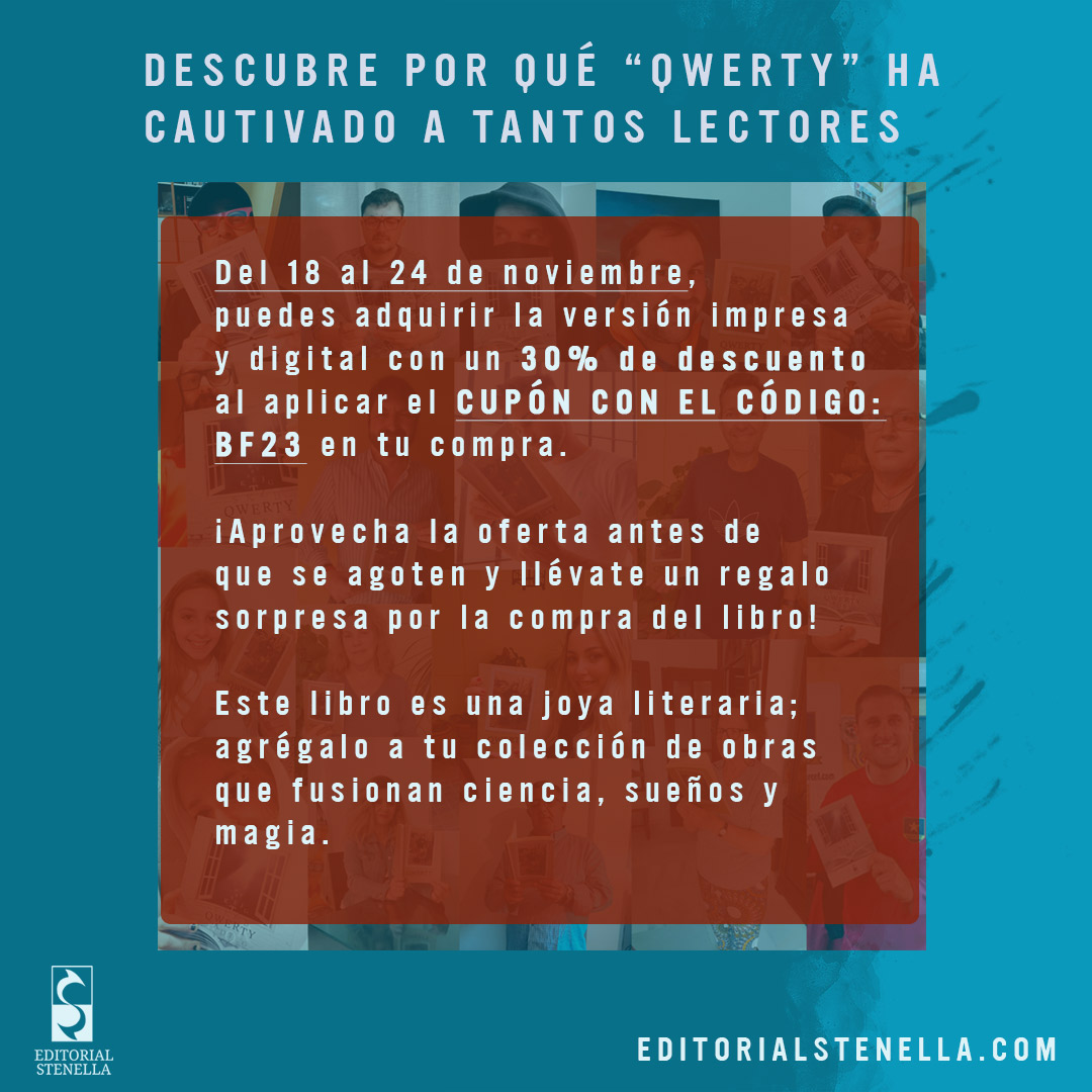 Ed_Stenella's tweet photo. Descubre por qué "QWERTY" ha cautivado a tantos lectores. ¡Las reseñas lo dicen todo! 
Visita nuestra tienda en línea ⬇️
https://t.co/8XG1ZRUkcE 
#BookReviews #blackfriday2023 #editorialstenella #stenellalibros #ciencia #sueños #magia #sueños #novelajuvenil #LibrosRecomendados https://t.co/za7cRDGAZI