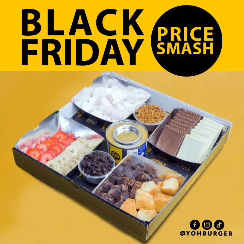 YohBurger's tweet photo. 🔥🍔 BLACK FRIDAY IS HERE! Unveiling Our PRICE SMASH Deals! 🍔🔥 

Order Online @ https://t.co/f4bH9Df07Y

Hurry, these sensations are available for a limited time only! 
Don't miss out! 🌟🍴 
#BlackFridayDeals #LimitedTimeOffer" https://t.co/j5bm4JMkLv