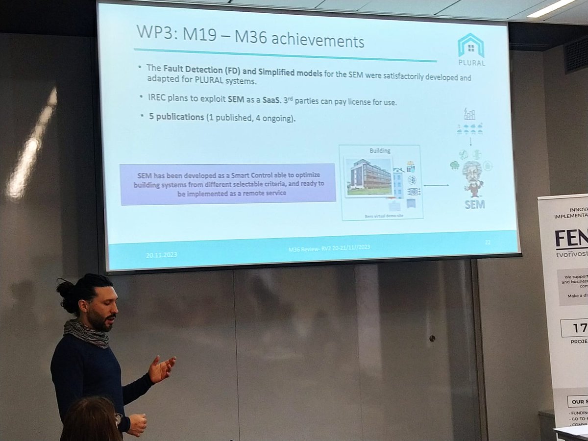IREC_Energia's tweet image. 🚀 @pluralproject_ gather in Brno (CZ) for the 2nd Review meeting 📅20-21 Nov

🌱@IREC_Energia researchers presented the development of optimization algorithms for building management-used to control a demo site in Bern, Switzerland

 #BuildingOptimization #SEM #IRECprojects