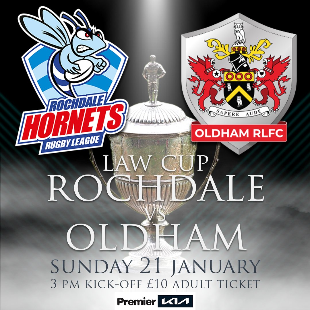 Rochdale Hornets (@rochdalehornets) on Twitter photo ๐๐๐๐ ๐๐๐ ๐๐๐ ๐๐๐๐
๐๐๐๐๐
We will host <a href="/Roughyeds/">Oldham RLFC</a> at the Crown Oil Arena on Sunday 21st January, 3pm Kick Off for the Law Cup
Tickets are on sale for ยฃ10 Adults and Free for U16's
Read more: hornetsrugbyleague.co.uk/.../1311/law-cโฆ
Tickets: hornetsrugbyleague.co.uk/tickets ๐๐๐๐ ๐๐๐ ๐๐๐ ๐๐๐๐
๐๐๐๐๐
We will host <a href="/Roughyeds/">Oldham RLFC</a> at the Crown Oil Arena on Sunday 21st January, 3pm Kick Off for the Law Cup
Tickets are on sale for ยฃ10 Adults and Free for U16's
Read more: hornetsrugbyleague.co.uk/.../1311/law-cโฆ
Tickets: hornetsrugbyleague.co.uk/tickets