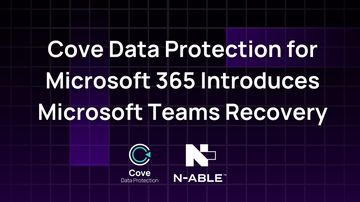Nable's tweet image. "The addition of Teams adds another layer to our partners’ backup and disaster recovery framework."
- Chris Groot, general manager of Cove Data Protection
n-able.com/press/press-re…