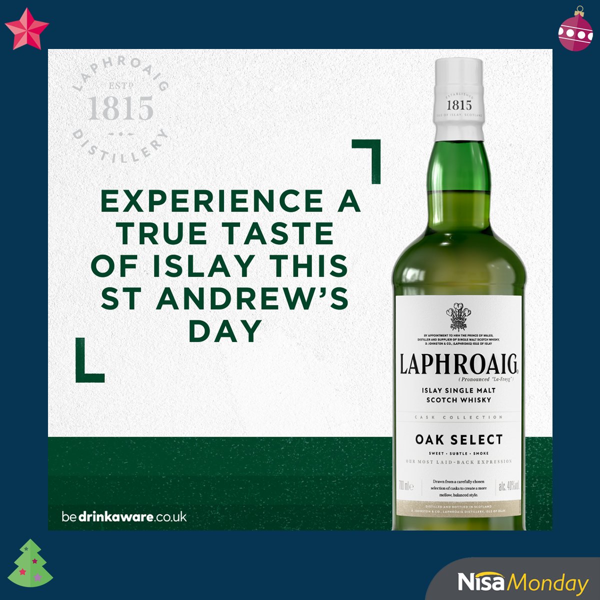 WIN with Laphroaig this #NisaMonday! 

RT+FOLLOW for your chance to WIN a bottle of Laphroaig and experience a true taste of Islay this St Andrew’s Day.

Closes: 26.11.23
T&C's: spr.ly/6019uNMaW