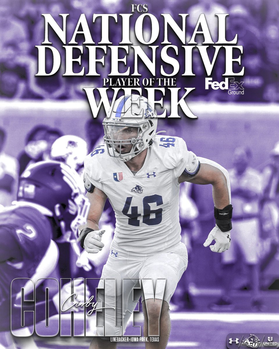 Our very own Cirby Coheley is your FedEx Ground FCS 𝐍𝐀𝐓𝐈𝐎𝐍𝐀𝐋 Defensive Player of the Week!! 😤

#CDT | #GoWildcats
