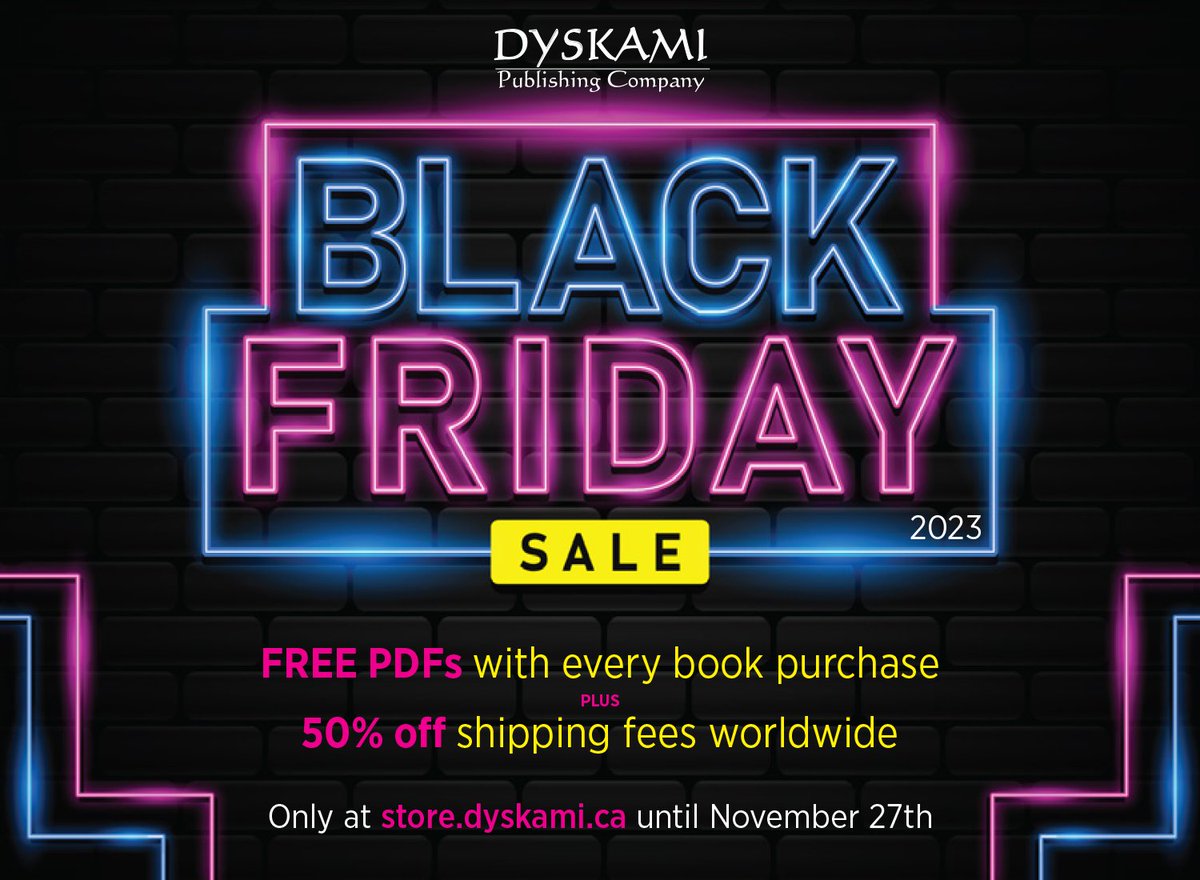 ✅Dyskami's Black Friday Sale 2023 Make a purchase on our web store until Nov 27th and receive FREE PDF download codes from DriveThruRPG – which is worth 50% of your purchase price! Also, shipping fees are slashed to 50% off for this sale! Shop now @ store.dyskami.ca