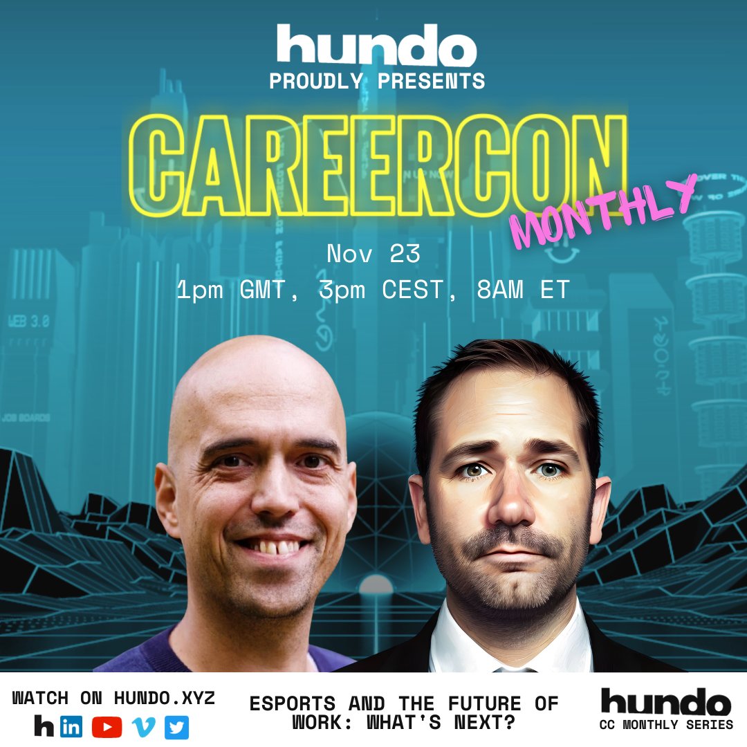 Would you like to discover the exciting opportunities and secrets of a #career in esports? 👀

Join <a href="/FraserEsports/">The Esports Teacher</a> and <a href="/SByrneFraser/">Scott Byrne-Fraser</a> for our #esports CareerCon event🎮

📅 Nov 23 ⏰ 1pm GMT📍Online

Add to calendar - hundo.xyz/calendar/caree…

Sign up - linkedin.com/events/careerc…
🔗