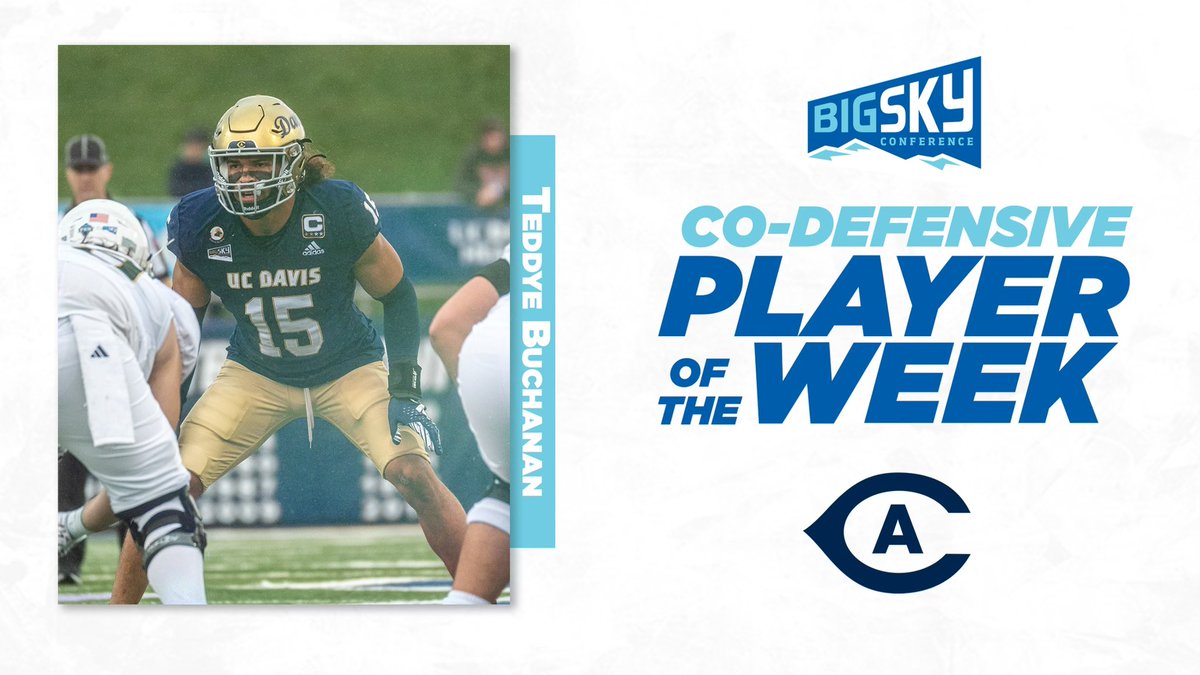BigSkyConf's tweet photo. Two INTs and seven tackles earns @TeddyeBuchanan weekly honors 

#ExperienceElevated https://t.co/cCamx22NNA