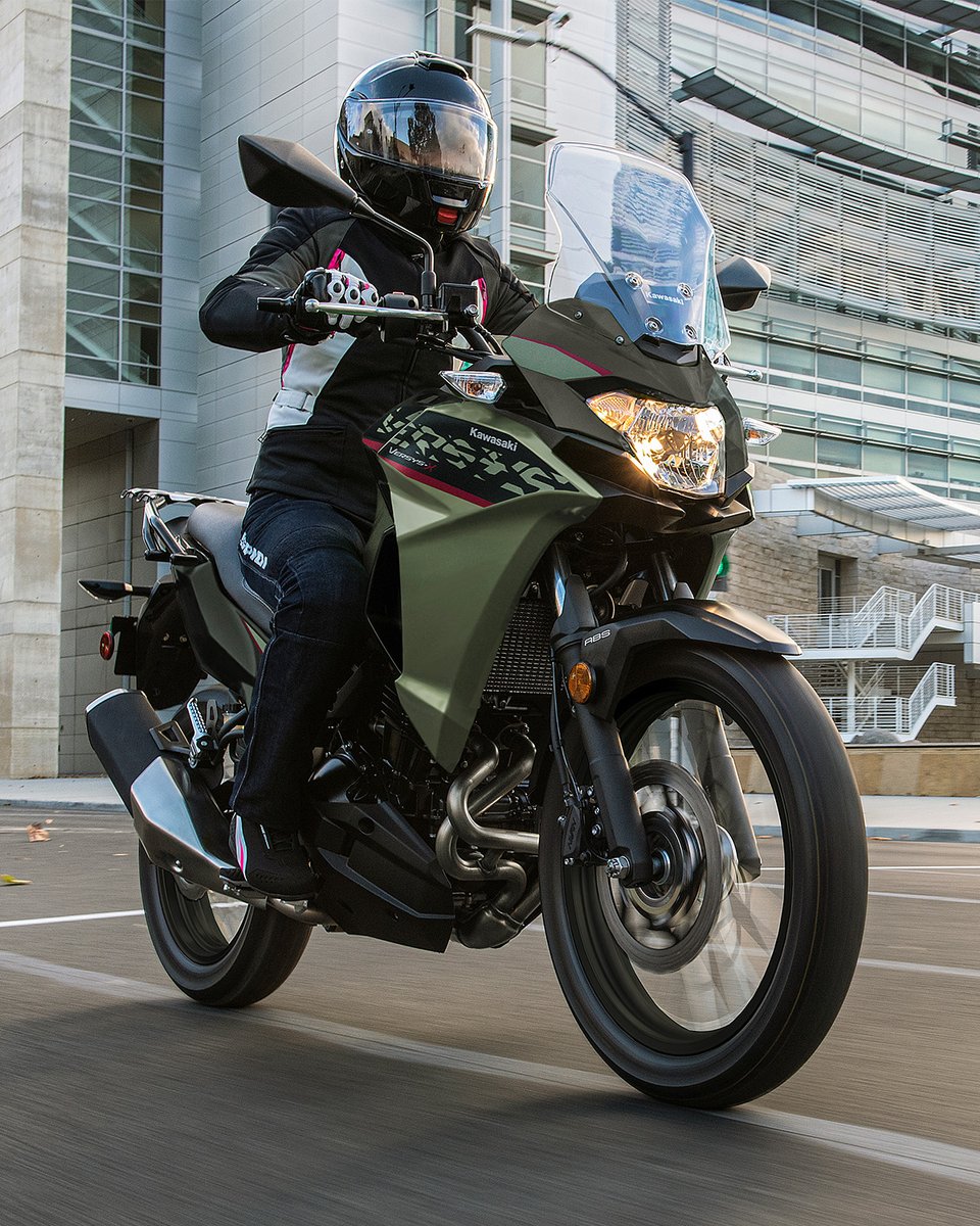 KawasakiUSA's tweet photo. The 2024 #VersysX300 was built for solo cruising or sharing the views. How do you enjoy the #GoodTimes? #Kawasaki https://t.co/dHA8hys3vD