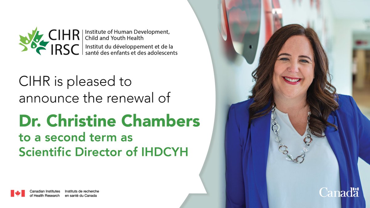 CIHR_IRSC's tweet photo. 🎉 Congratulations to @DrCChambers! One of her many accomplishments as @CIHR_IHDCYH’s Scientific Director is the launch of the 2022-2026 Strategic Plan. 
 
Learn more about IHDCYH’s path forward: https://t.co/exfV1SM3zm https://t.co/EEnhBRgiRr
