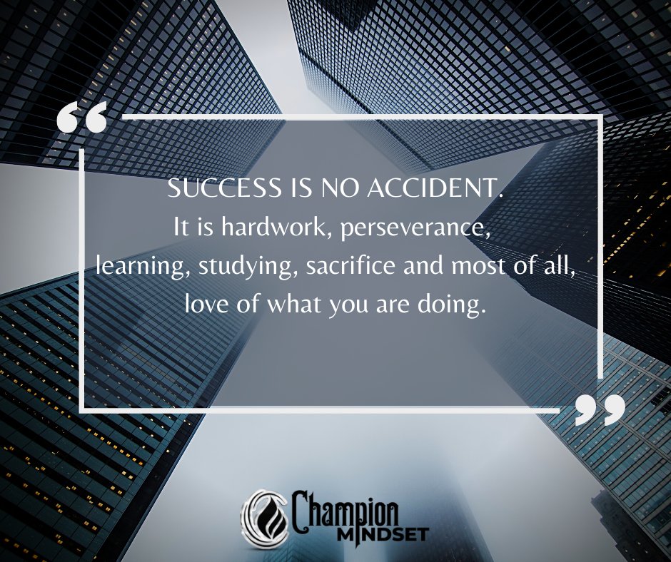 Success is no accident.

#success #NoAccident #hardwork #perseverance #learning #studying #sacrifice #motivation #motivated #champion #mindset #championmindset