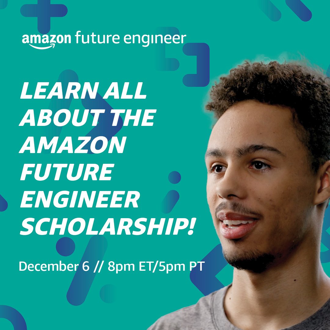 The Amazon Future Engineer Scholarship is providing 400 high school seniors with up to $40,000 for college plus internship opportunities at Amazon! Join us on Wednesday, Dec. 6 at 8pm ET/5pm PT to learn all about the scholarship. hubs.ly/Q029qG_z0