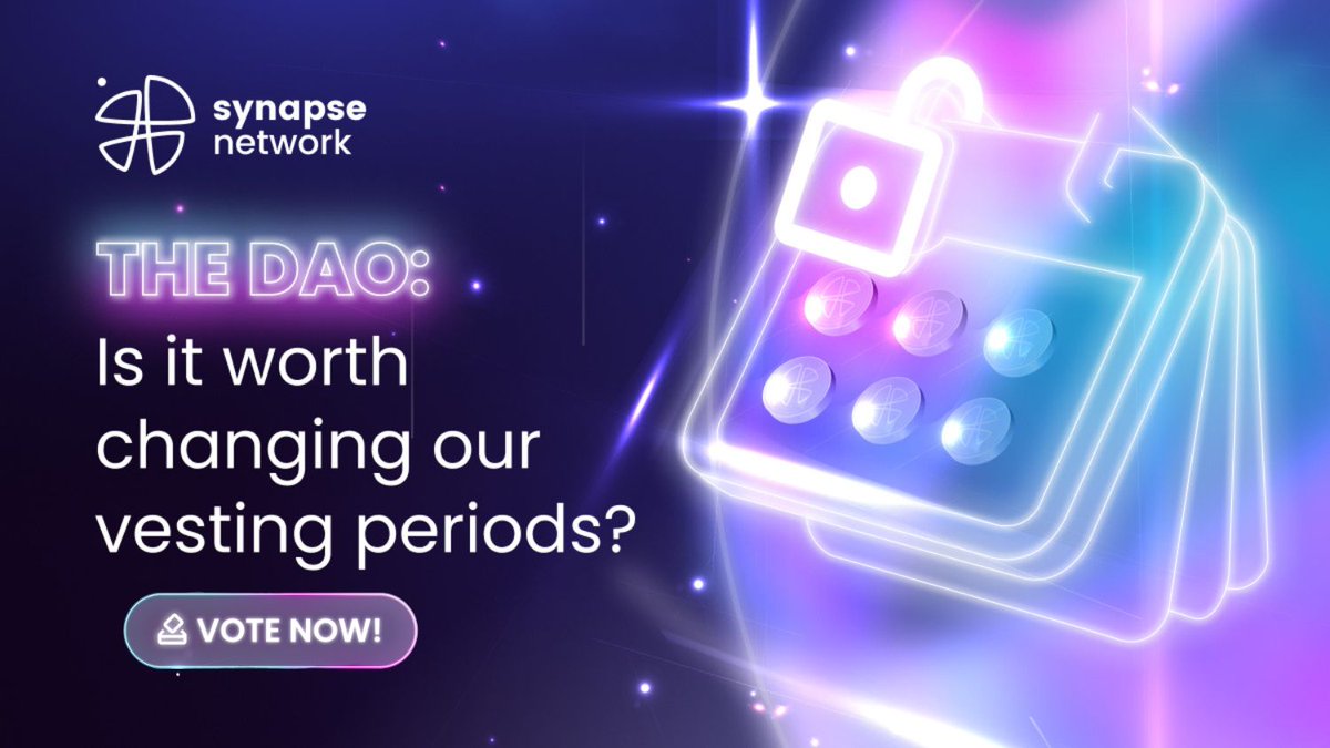 THE THIRD DAO QUESTION IS HERE! Have your say on the future of #SynapseNetwork! ⚔️ Are you in favor of keeping the current (i.e., not shortened) vesting periods after the transition to the new network? VOTE HERE ⤵️ app.aragon.org/#/daos/polygon… READ MORE DETAILS ⤵️…