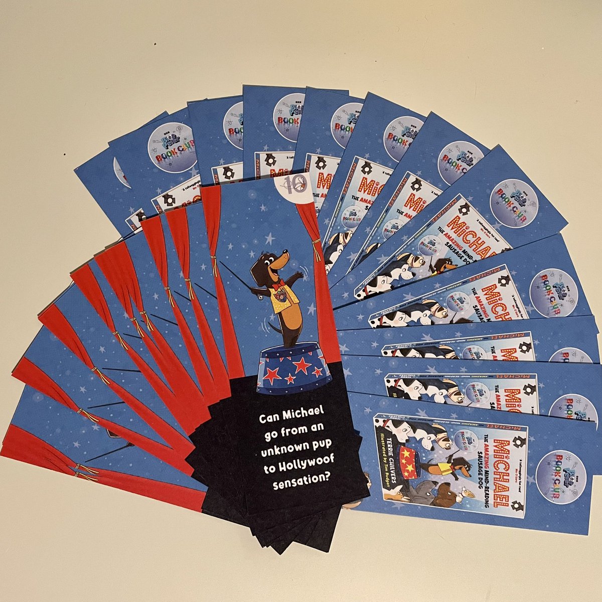 New Michael bookmarks have arrived! Any bookshops that would like a few, give me a shout, or teachers / TAs / librarians who have some Michael fans at school 😁 Will send out until my second class stamps run out! #kidlit #childrensbooks #bluepeterbookclub