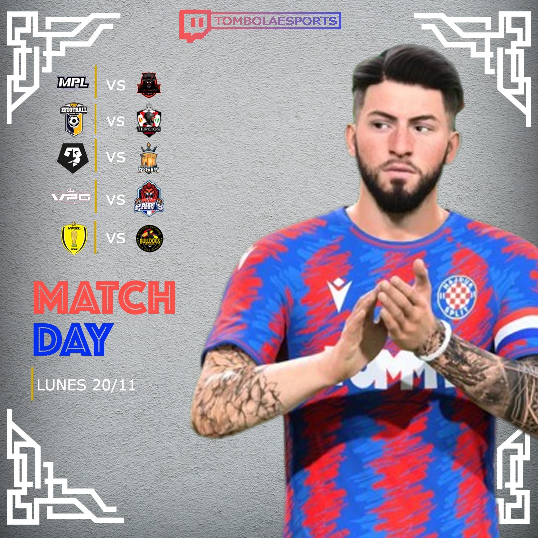 TeamOgmiosEAFC's tweet photo. #MATCHDAYTOMBOLA
🏆3° SEMANA  20/11/2023

🕜22:20 @MPL_VSL_EAFC24 vs @DarkWolvesPort
🕜22:40 @PLGeFootBall vs @terciosesports
🕜23:00 @VFOspain vs @SeseFB_eSports
🕜23:20 @VPG_Spain vs @FLOWPARIS2022
🕜23:40  @VFSL_Spain vs @ReturnsBulldog

Te esperamos
📺 https://t.co/2X1fITI5GV https://t.co/bxXCmboehL