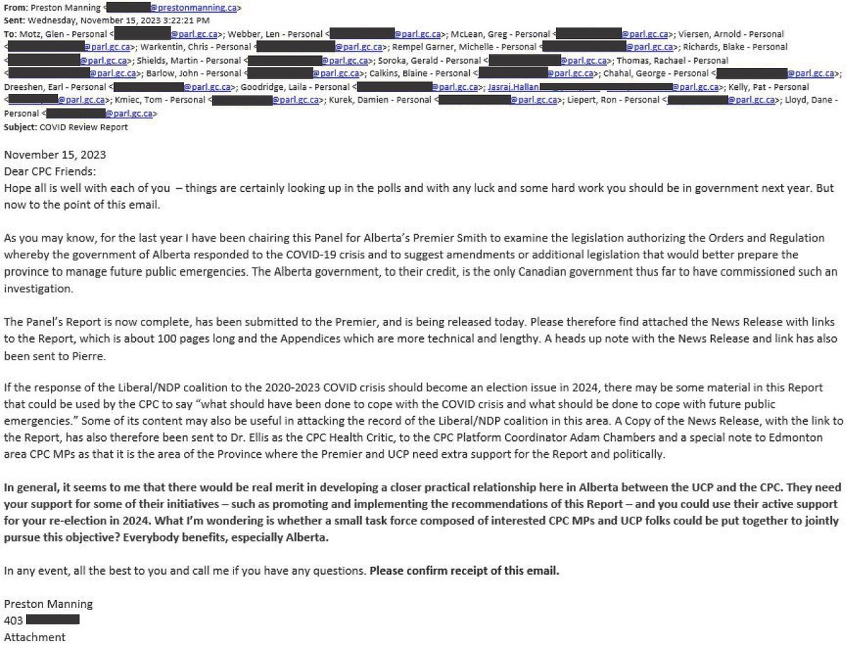 ChahalGeorge's tweet photo. Last week, I received a very candid email from Preston Manning about his Alberta taxpayer-funded COVID-19 review panel. 

Take a look. https://t.co/VEPxGMFb65