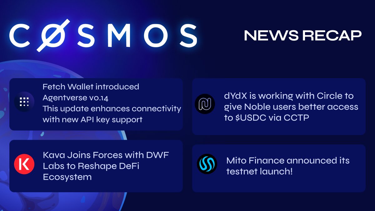 Last week's recap in the #CosmosEcosystem ⚛️

It's been an exciting week filled with significant news and updates!

<a href="/Fetch_ai/">Fetch.ai</a> introduced Agentverse v0.14 🚀
The latest evolution of the Agentverse marks a milestone that significantly enhances connectivity with new API Key support